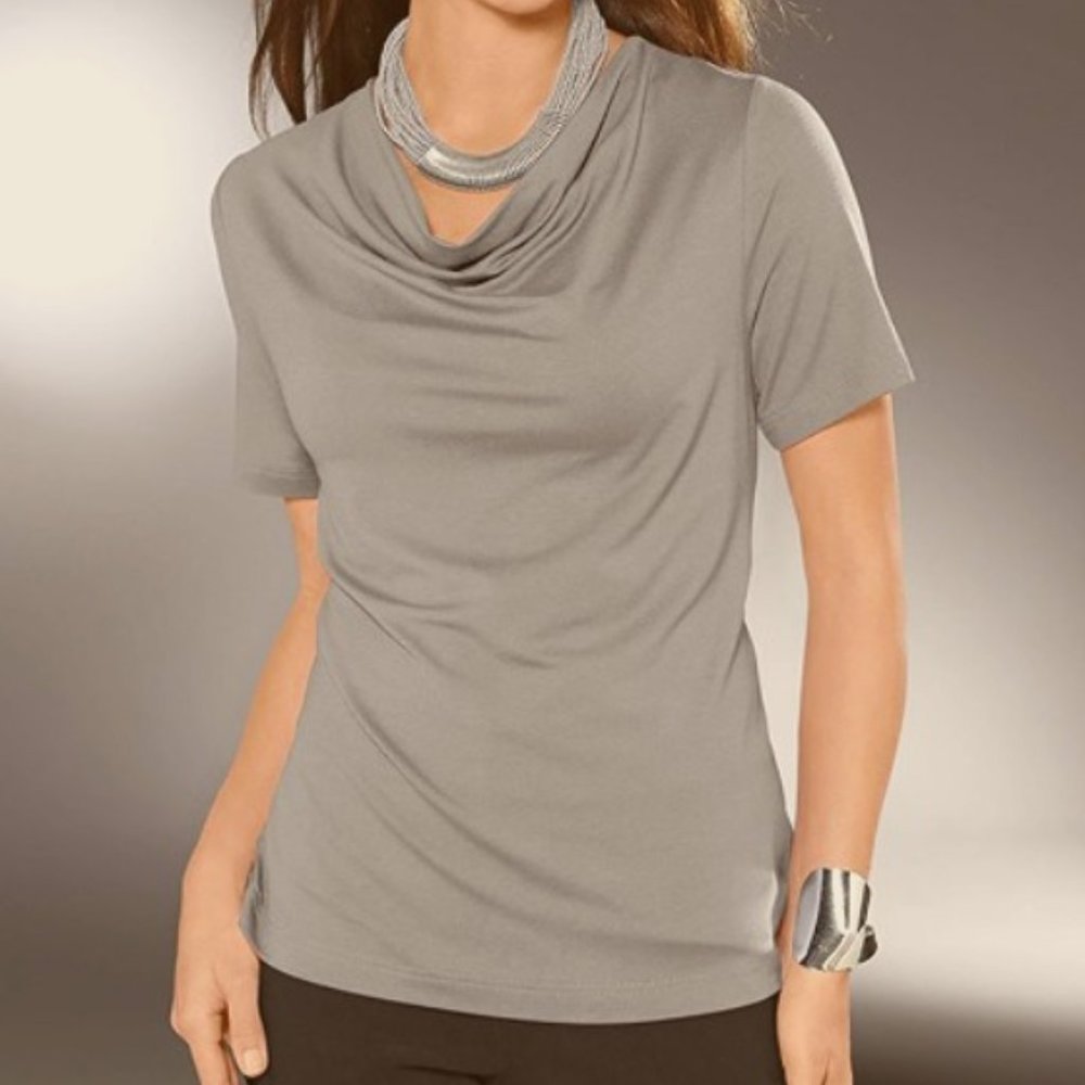 Worthington Cowl Neck Blouse in Gray